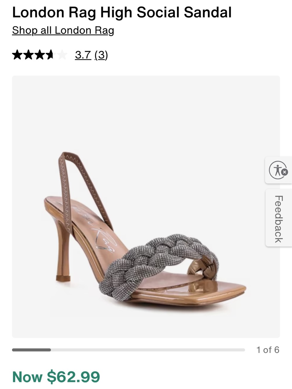 NEW London Rag Slingback Braided Dress Sandal